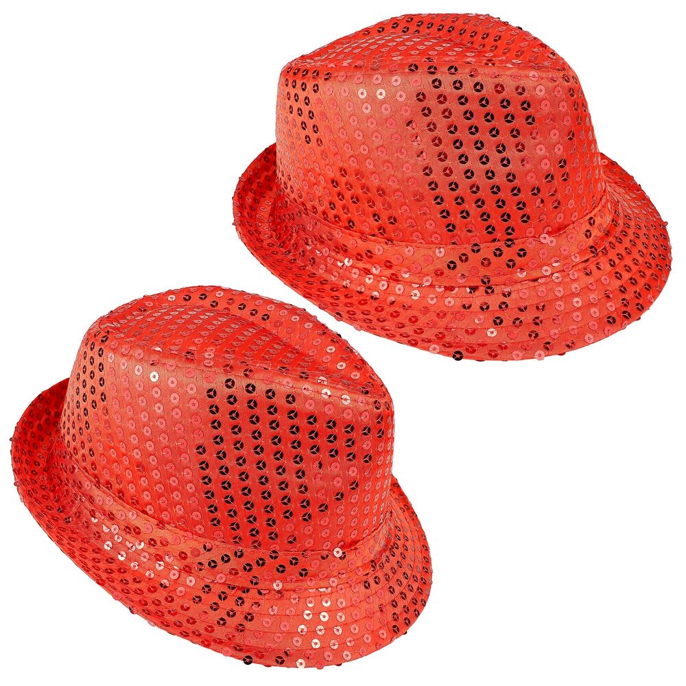 9123 2Pcs Sequin Jazz Hat Glitter Hats Unisex Adult Fancy Hat Shining Hat